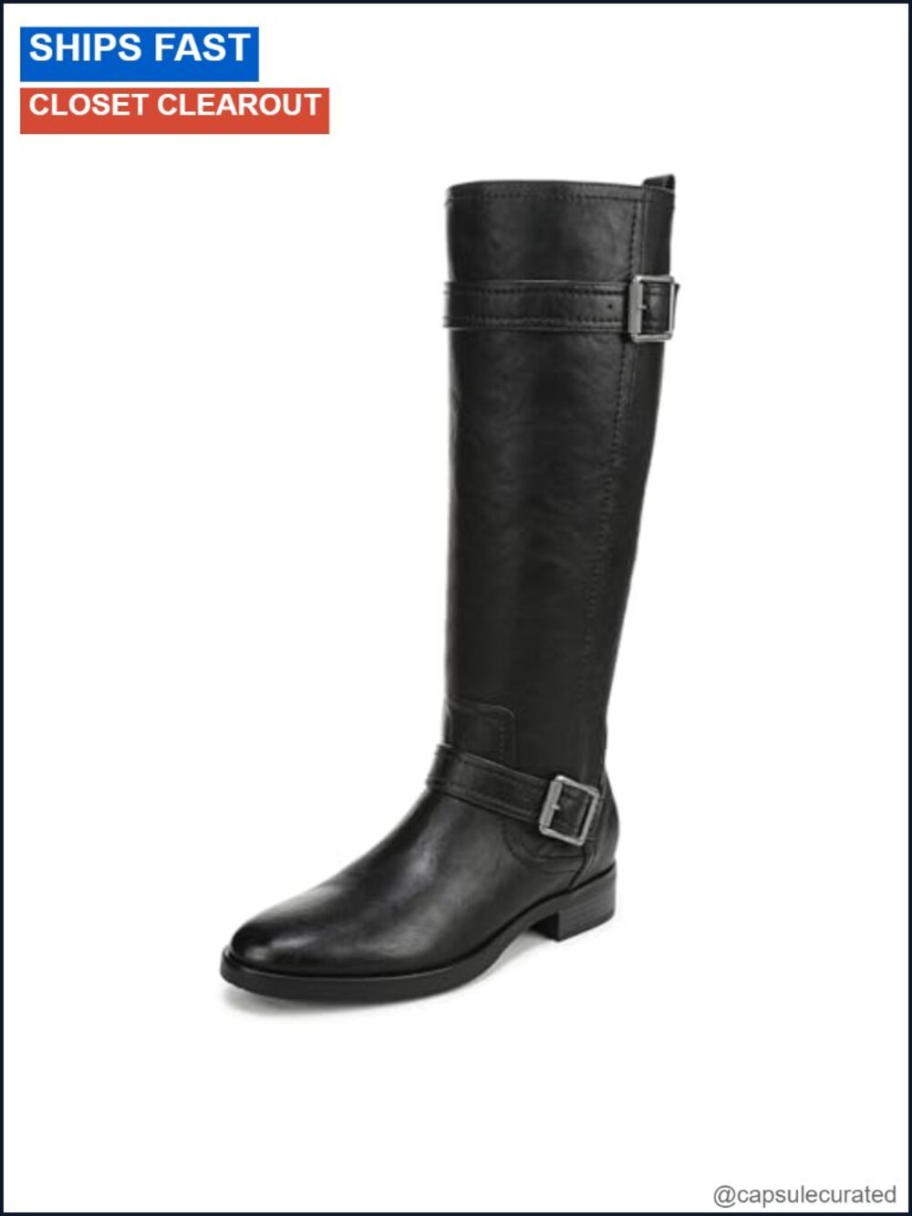 Wide Calf Knee High Riding Boots Faux Leather Zipper